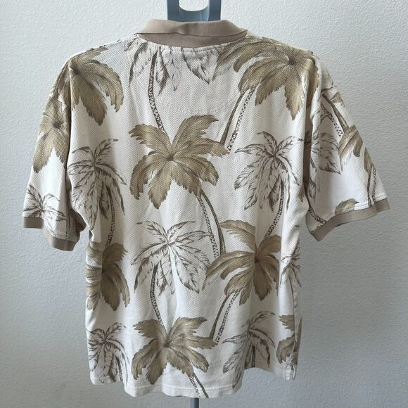 Vintage OP Sport Polo Shirt Men’s LG Brown Hawaiian Palm Trees Short Sleeve Golf - Picture 3 of 5